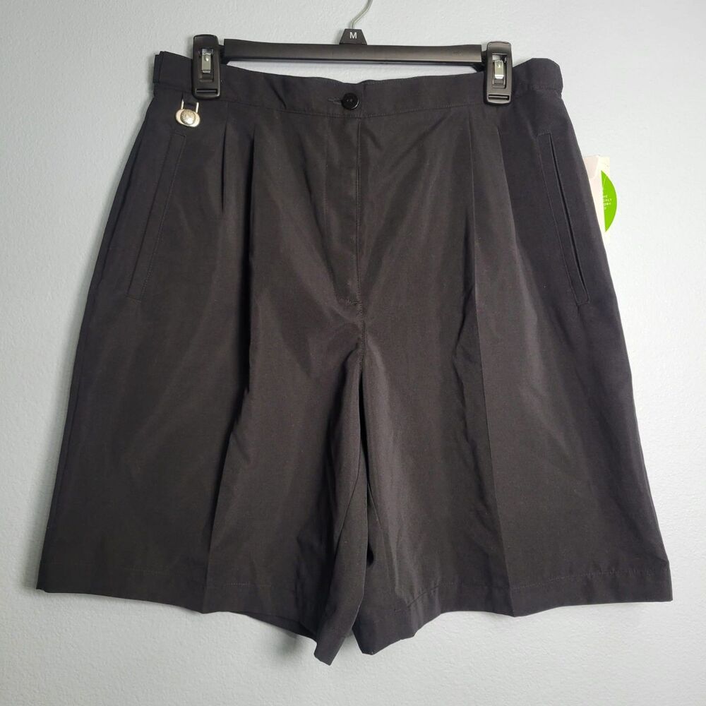 NWT LizGolf Liz Claiborne Womens 10 Black Pleated Golf Shorts Ball Marker Ring